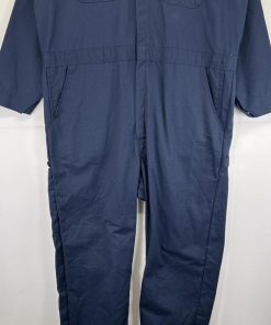 古着 ビッグベン BIGBEN USA製 長袖つなぎ オールインワン ワーク 作業着 ワンポイントロゴ フルジップ 大きいサイズ 50  ネイビー メンズ