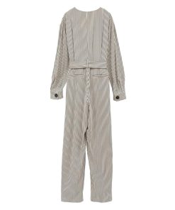 【期間限定セール｜50%OFF】【CLANE｜クラネ】STRIPE BIG BUTTON ALL IN ONE　オールインワン　ストライプ　レディース　松本恵奈【18112-5002】