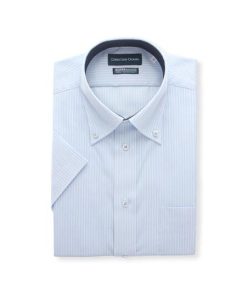 AOYAMA 【洋服の青山】ワイシャツ 半袖 メンズ ゆったり 盛夏 ボタンダウン ブルー サックス 形態安定 シワになりにくい 高通気性 涼しい 蒸れにくい ビジネス